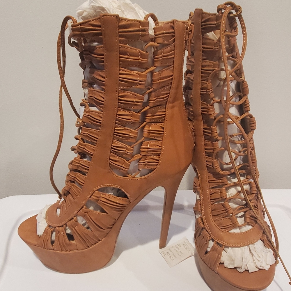 Bebe Lace up Wedge Stillotes Shoes